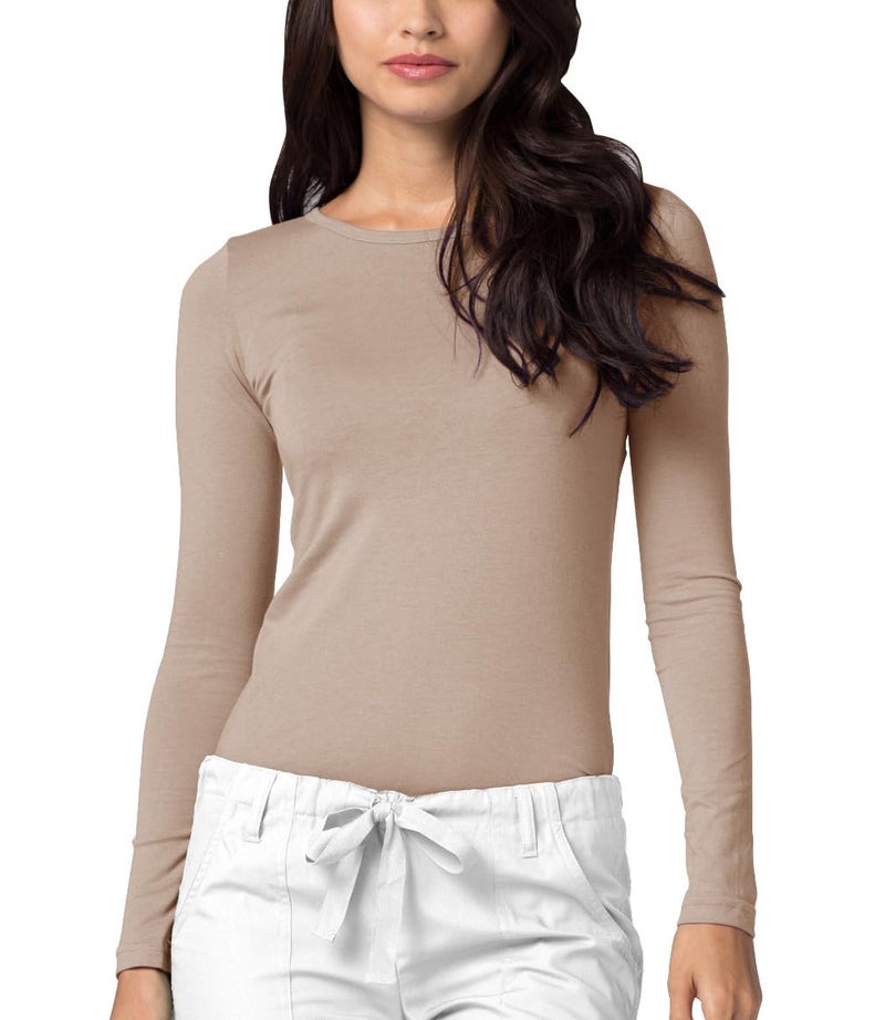 Adar Uniforms Underscrubs for Women - Long Sleeve Comfort Tee - 2900 - Khaki - L - Image 1